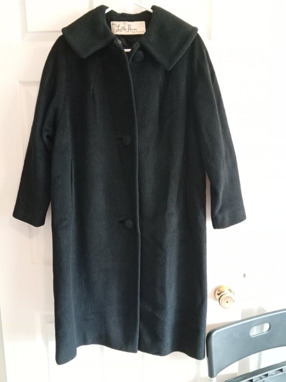 Vintage Lilli Ann 1960s Wool Swing Coat – Gray/Charcoal, 3/4 Sleeve mid century